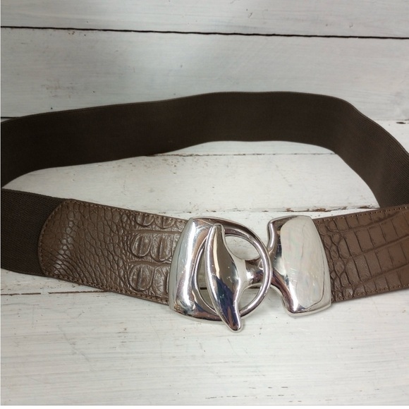 Chico's Brown Leather Belt with Silver Buckle - Picture 1 of 7